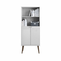 Manhattan Comfort S-89951 Utopia Bookcase in Off White and Maple Cream